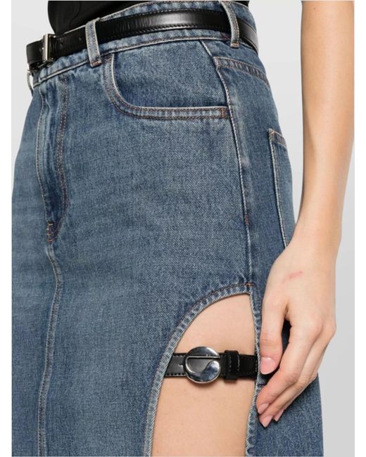 Coperni Blue Denim High-Rise Side-Split Knee-Length Skirt