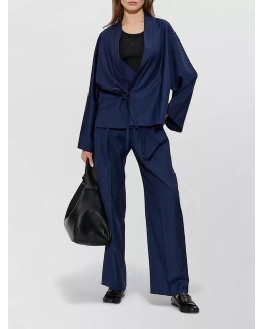 KENZO Blue Virgin Wool Jog Trousers Elastic Waist