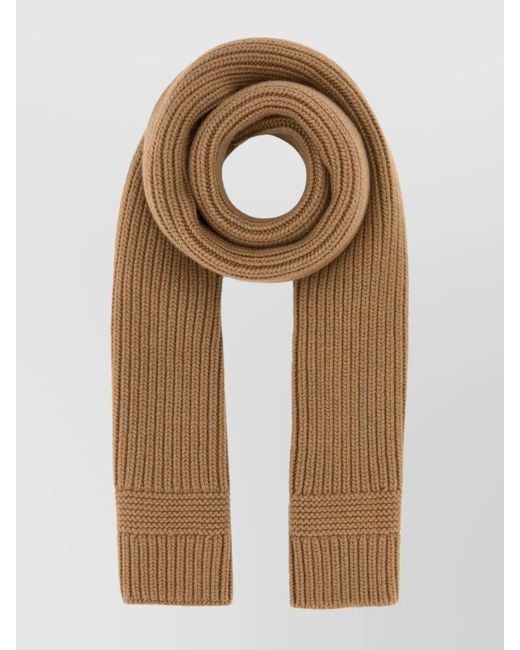 Miu Miu Natural Soft Wool Blend Ribbed Knit Scarf