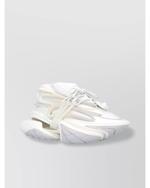 Balmain White Neoprene High-Top Sneakers