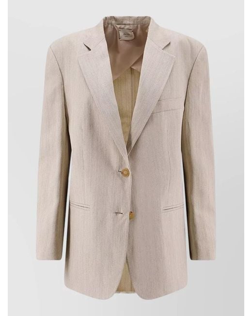 Alysi Natural Viscose Linen Single Breasted Long Sleeve Blazer