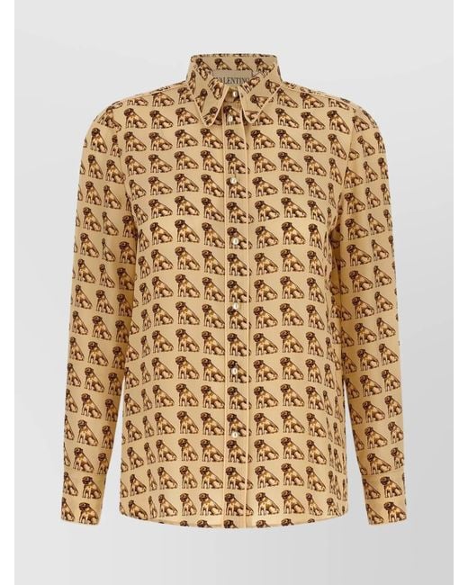 Valentino Garavani Natural Silk Printed Shirt