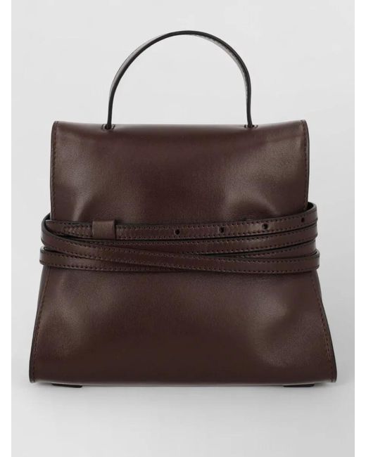 Moschino Brown Mini Bag Top Handle Buckle Strap