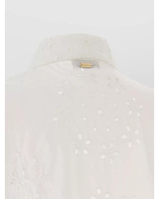 Herno White Floral Embroidery Long Sleeve Cotton Shirt