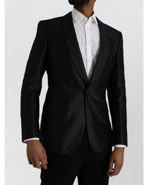 Dolce & Gabbana Black Silk Single-Breasted Dinner Jacket for men
