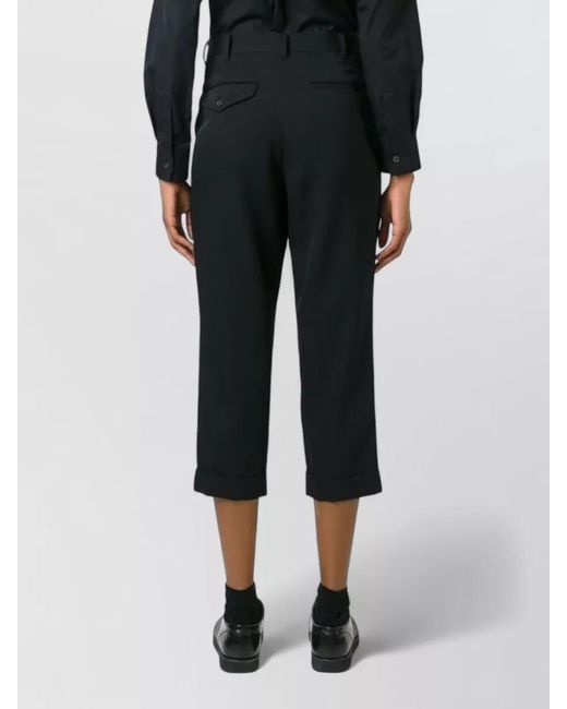 Comme des Garçons Blue Cropped Trousers Belt Loops Pockets Rolled Cuffs