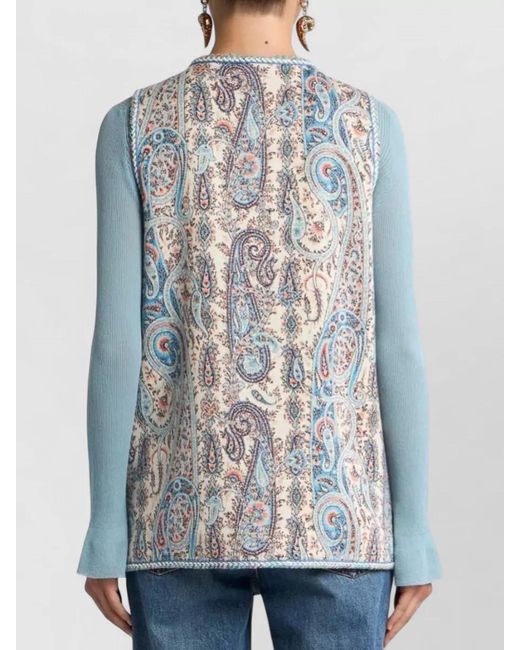 Etro White Jacquard Paisley Floral Stretch Cotton Vest