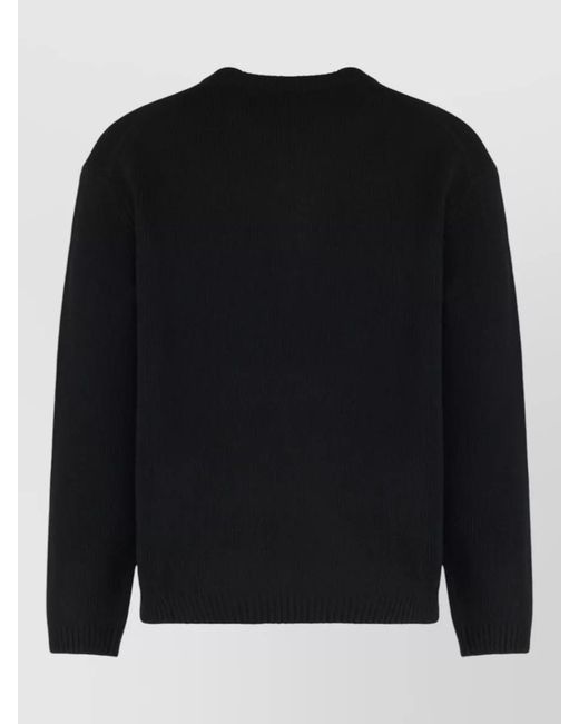 Maison Kitsuné Black Wool Crewneck Sweater for men