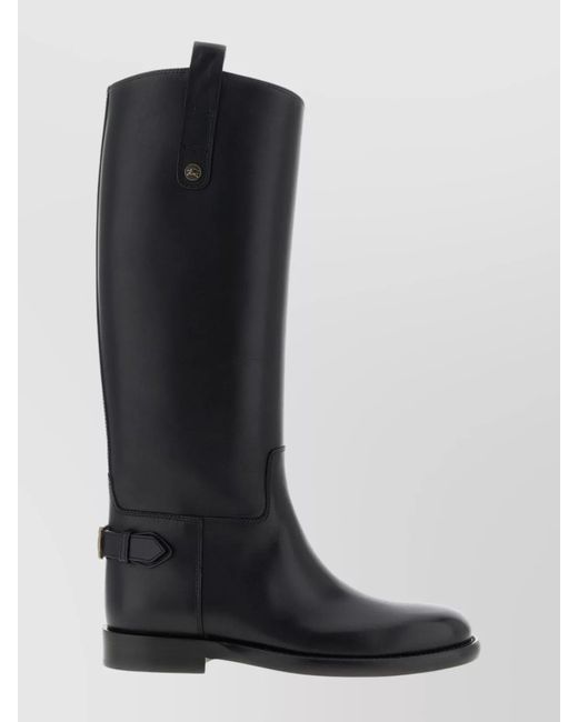 Burberry Black Leather Knee-High Boots