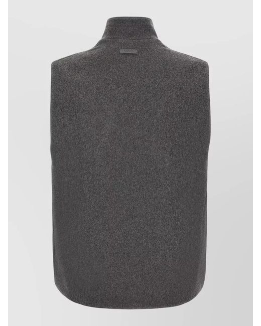 Lardini Gray Wool Vest High Collar Front Pockets for men