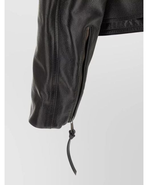 Balmain Black Belted Biker Jacket Tone Hardware for men