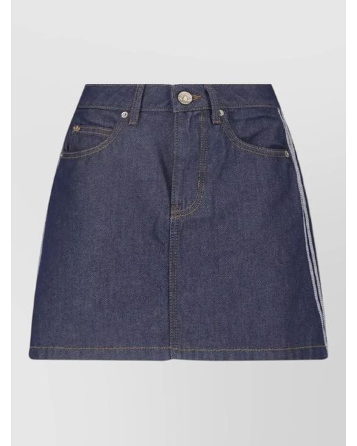 Adidas Blue High Waist Denim Skirt Midi Length
