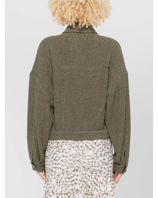 IRO Green Textured Cotton Cropped Jacket