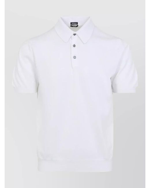 Kiton White Cotton Short-Sleeve Polo Shirt for men