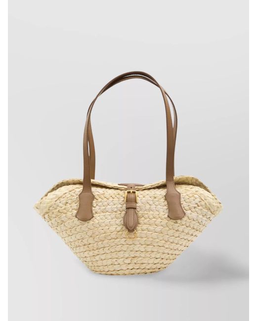 Dolce & Gabbana Natural Capri Straw Tote Bag With Leather Handles