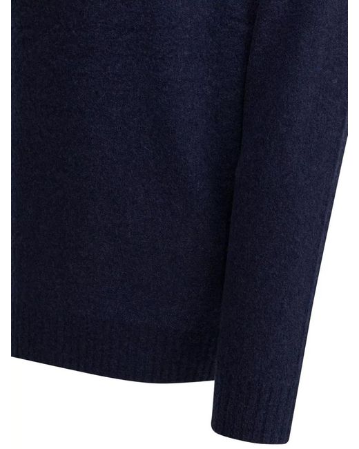 Beams Plus Blue Cashmere Silk Jumper for men