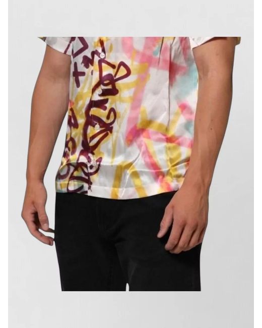 Dolce & Gabbana Red Silk Printed Short-Sleeve Shirt for men