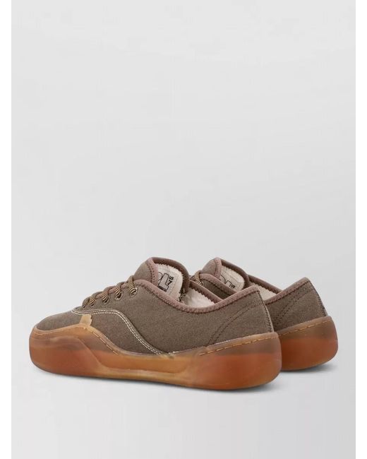 ERL Brown Canvas Lace Up Low Skate Shoe for men