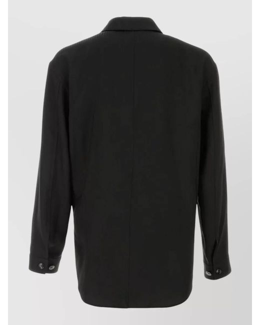 Giorgio Armani Black Viscose Shirt Jacket Long Sleeves Buttons for men
