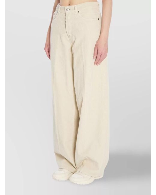 Haikure Natural Ribbed Relaxed-Fit Wide-Leg Trousers