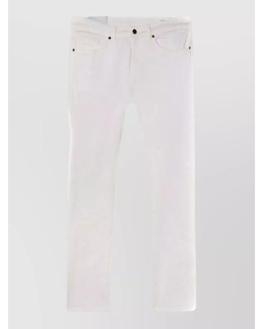 Dondup White Denim Pants Belt Loops Contrast Stitching Five Pockets for men