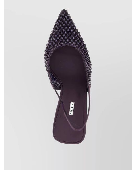 Le Silla Purple Gilda Slingback Mules Embellished Pointed Toe