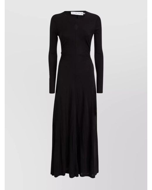 Proenza Schouler Black Crewneck Cut-Out Midi Dress With Drawstring Waist