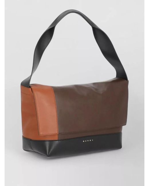 Marni Brown Museo Leather Shoulder Bag