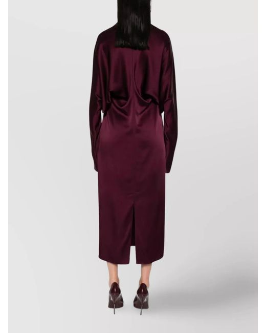 Stella McCartney Purple Satin Cutout Midi Dress