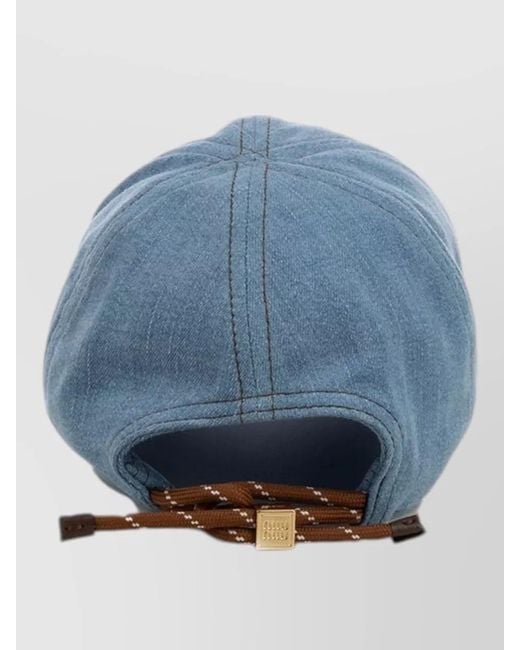 Miu Miu Blue Cap And Hairband Curved Brim