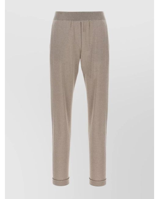 Brunello Cucinelli Gray Shimmering Joggers With Elastic Waistband And Cuffed Hem