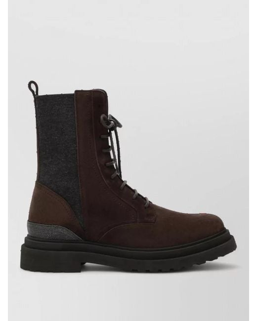 Brunello Cucinelli Black Leather Ankle Boots