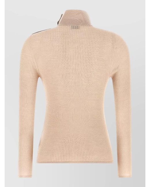 Moncler Natural Wool Turtleneck Sweater High Neck Buttons