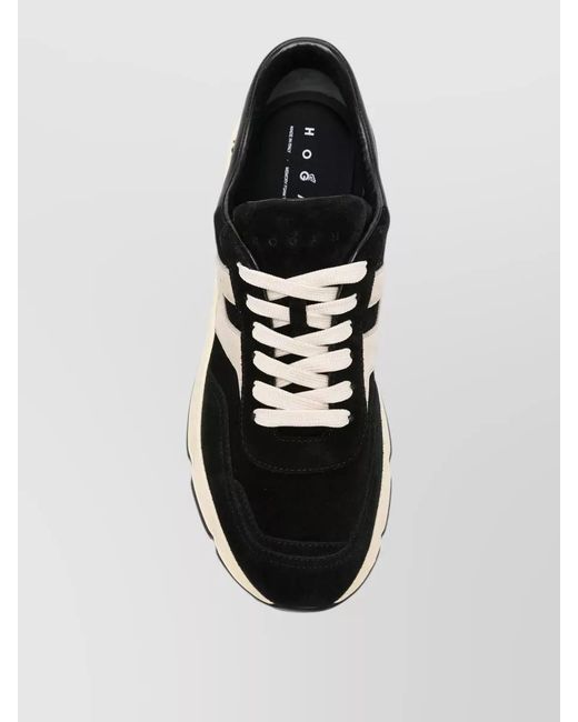 Hogan White Lace Up Shoes Contrast Panel Rubber Sole for men