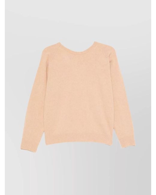 Maison Margiela Natural Wool Fine-Knit V-Back Crew-Neck Jumper