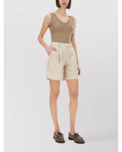 Brunello Cucinelli Natural Ribbed Cotton Tank Top