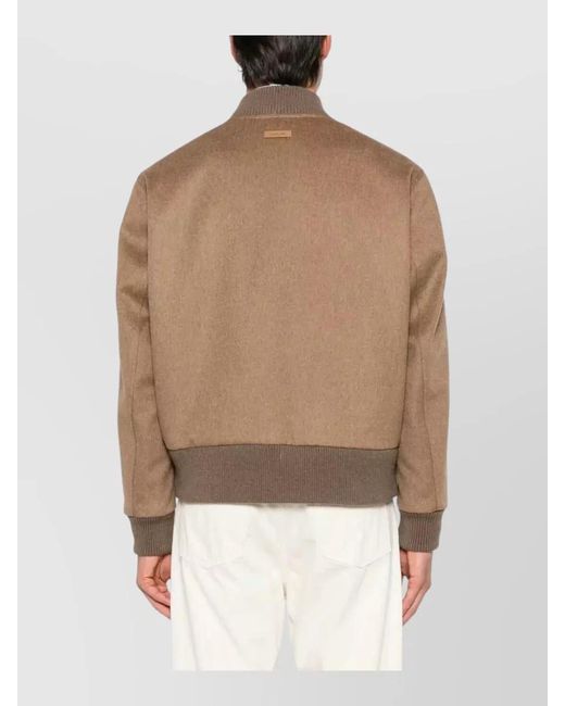 Lardini Natural Felted Texture Bomber Jacket for men