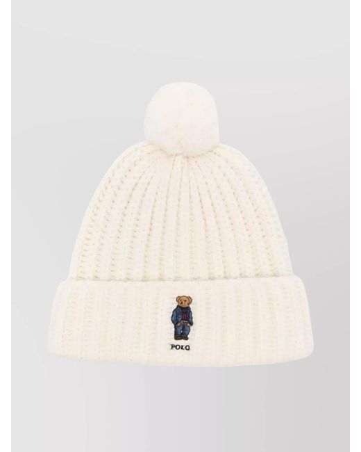 Polo Ralph Lauren Natural Ribbed Beanie Pom-Pom Detail
