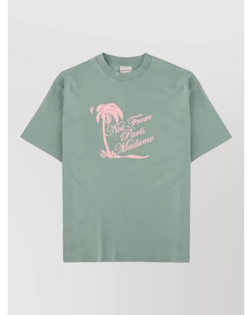 Drole de Monsieur Green Short Sleeve Crew Neck Graphic T Shirt for men