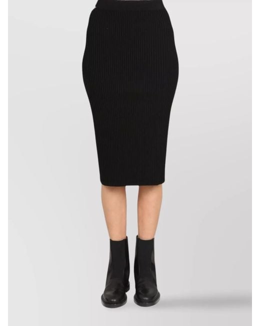 Helmut Lang Black Ribbed One-Shoulder Pencil Skirt