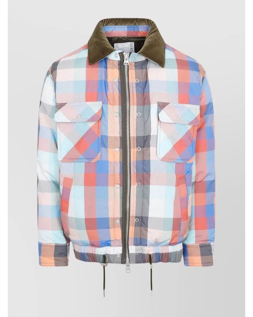 Sacai Red Plaid Padded Jacket for men