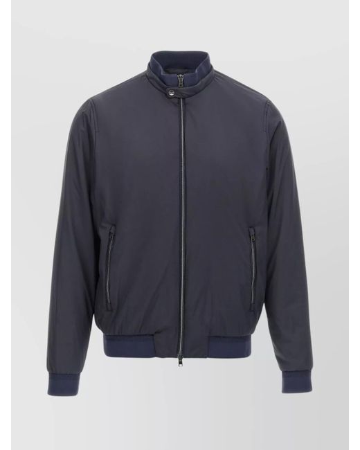 Herno Blue Nylon Padded Bomber Jacket for men