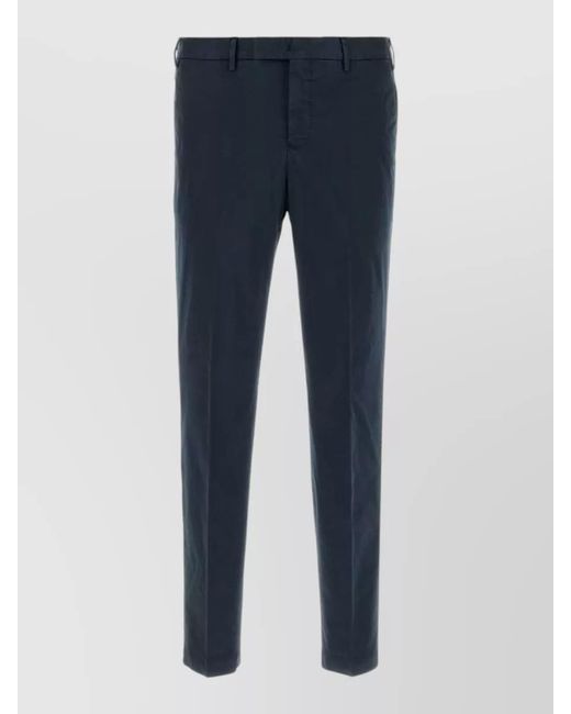 PT Torino Blue Stretch Cotton Trousers Belt Loops Pockets for men