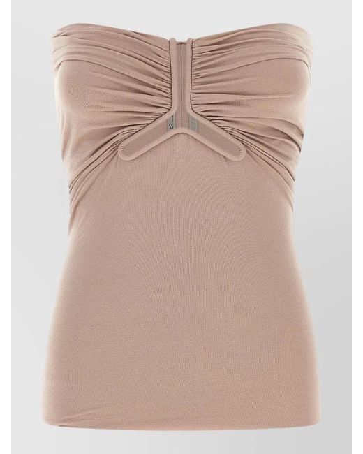 Rick Owens Natural Alannah Strapless Ruched Elasticated Top