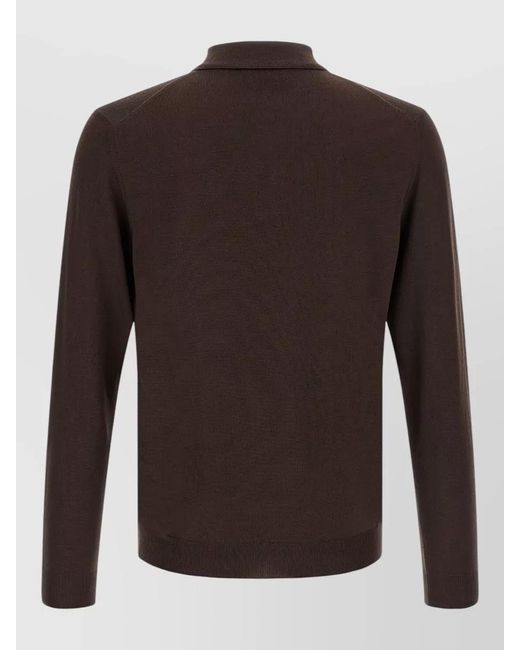 Zanone Brown Long Sleeve Polo Shirt Regular Fit for men