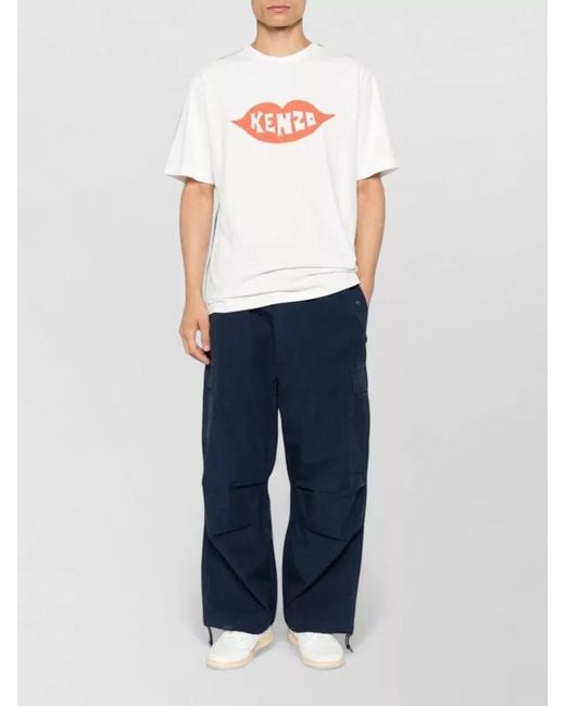 KENZO White Logo Crew Neck Graphic Print T Shirt for men