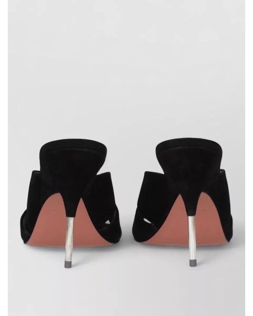 AMINA MUADDI Black Leather Stiletto-Heel Mules