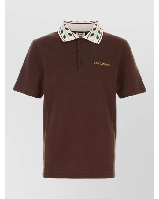 Casablanca Brown Piqué Polo Shirt for men