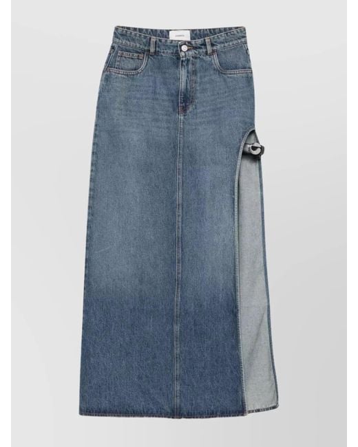Coperni Blue Denim High-Rise Side-Split Knee-Length Skirt
