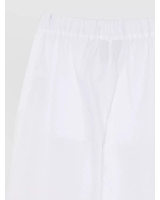 Semicouture White Jhonny Wide Leg Cotton Tailored Trousers
